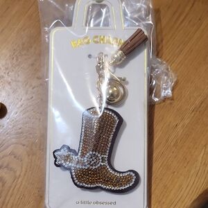 Brown Rhinestone Boot Bag Charm